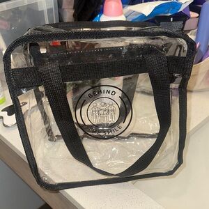 Clear Vinyl Tote Bag with Black Trim and Handles